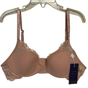 NWOT PEPPER Nude Laidback Lace Mesh Wired Bra w/ Adjustable Straps Lingerie-34AA